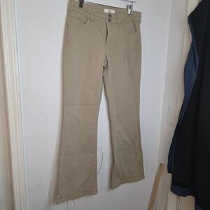 BKE Denim Khaki Flare Pants Womens 30x32 Tan Mid Rise Stretch Cotton Rayon Blend
